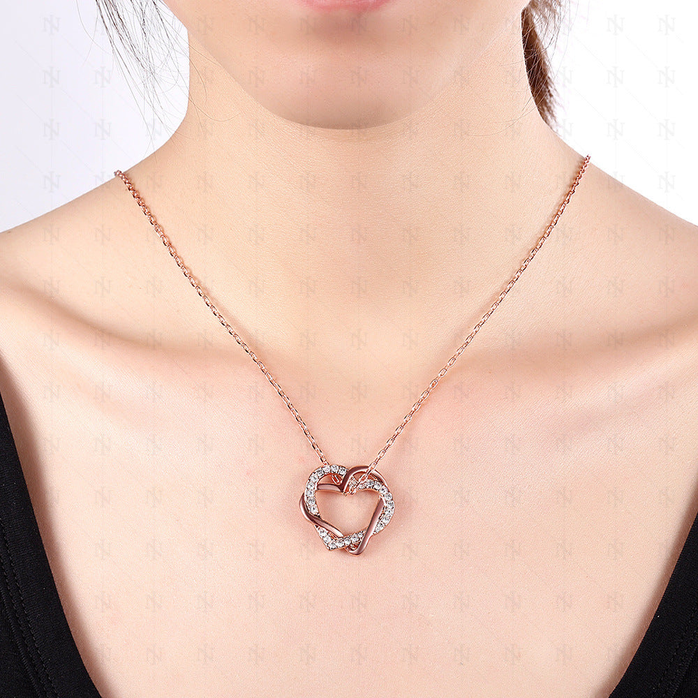 Sparkling Heart Pendant Necklace for Women – Fashion Cubic Zirconia Crystal Jewelry