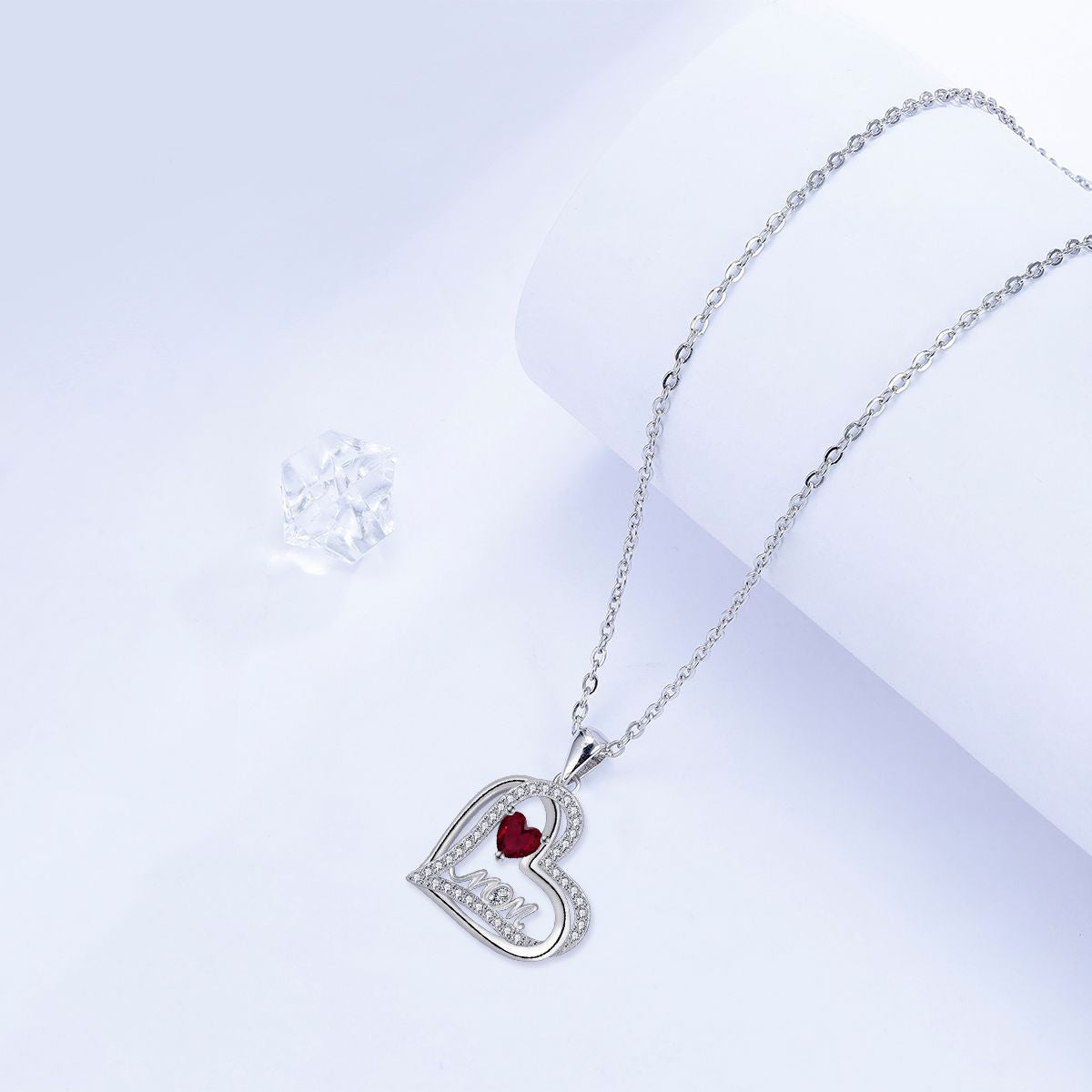Copper With Silver Plated Mom Heart Pendant Necklace for Women
