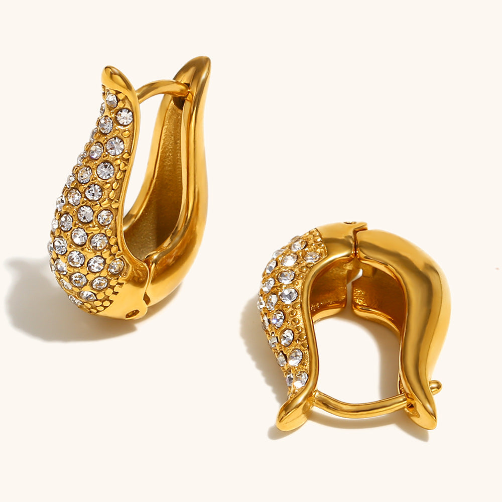 316L Stainless Steel Jewelry Fashion Zircon Huggie Earrings