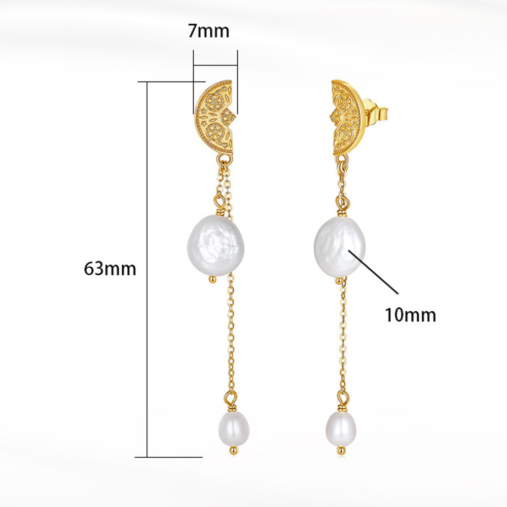 925 Sterling Silver Natural Pearl Earrings Fashion Jewelry Gift for Women Girl