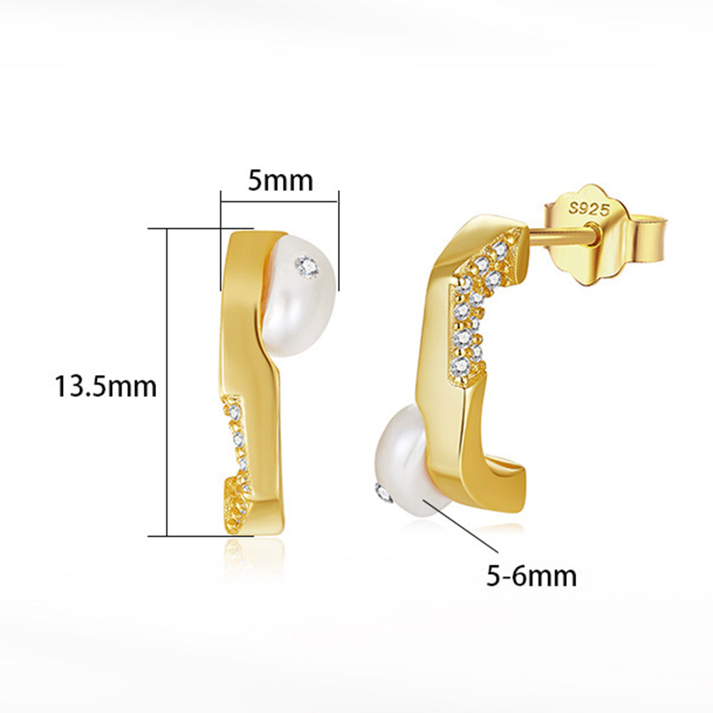 925 Sterling Silver Natural Pearl Earrings Fashion Jewelry Gift for Women Girl