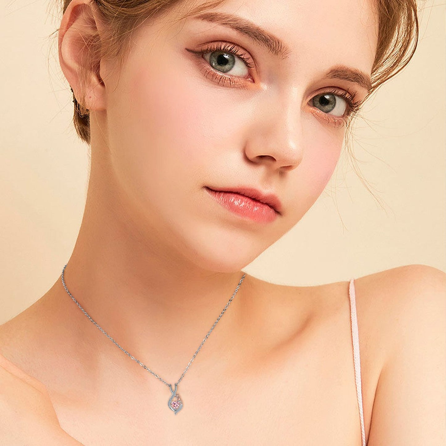 Copper With Silver/Rosegold Plated Love Pendant Necklace