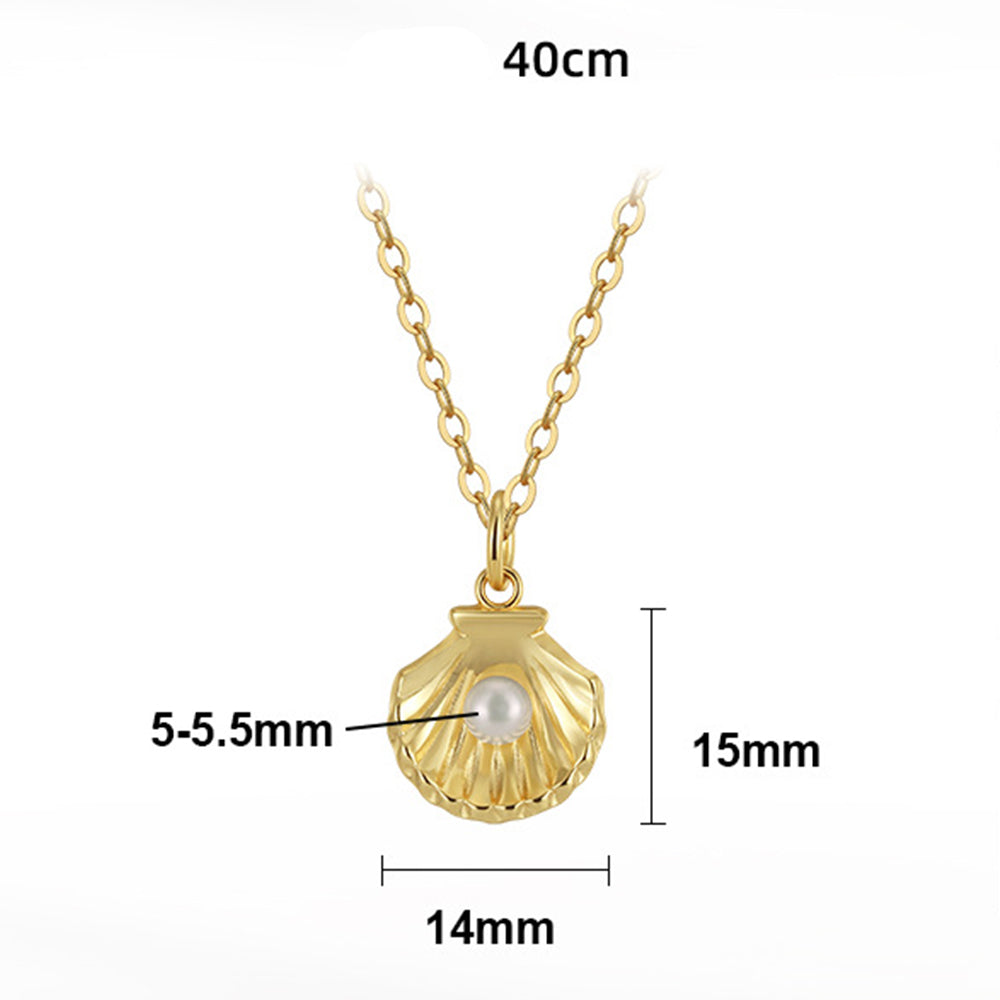 925 Sterling Silver Natural Pearl Necklace Fashion Jewelry Gift for Women Girls
