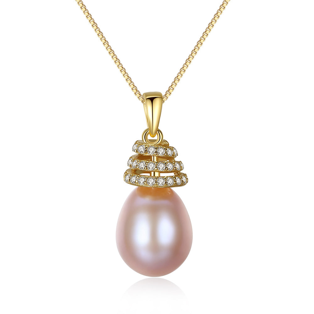 925 Sterling Silver Natural Pearl Drop Necklace Fashion Jewelry Gift for Women Girls