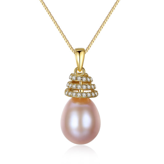 925 Sterling Silver Natural Pearl Drop Necklace Fashion Jewelry Gift for Women Girls