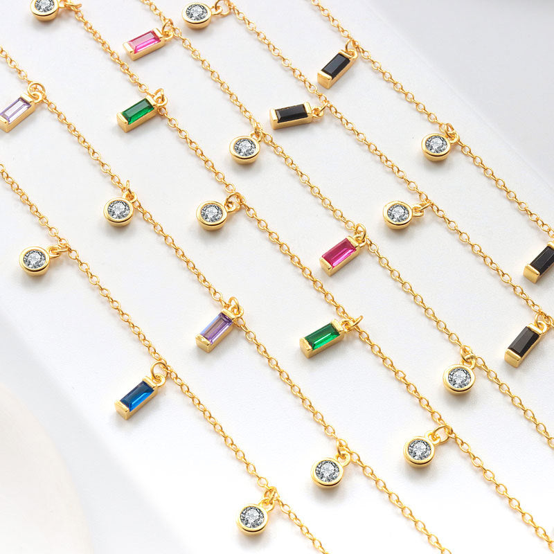 925 Sterling Silver Fashion Colorful Stones Necklace