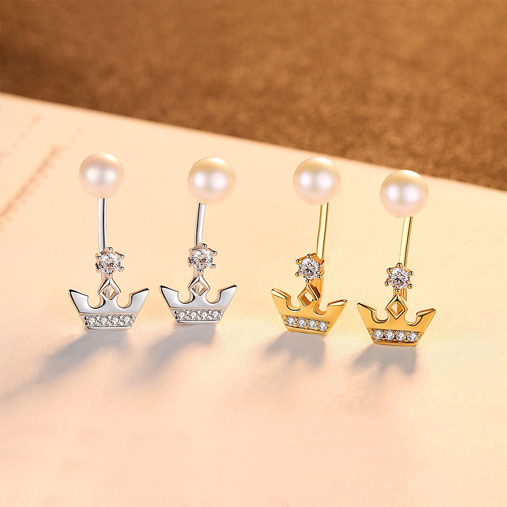 925 Sterling Silver Natural Pearl Drop Earrings Fashion Jewelry Gift for Women Girls