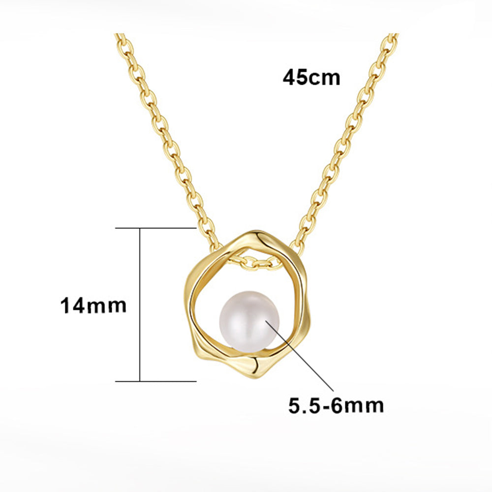 925 Sterling Silver Natural Pearl Necklace Fashion Jewelry Gift for Women Girls