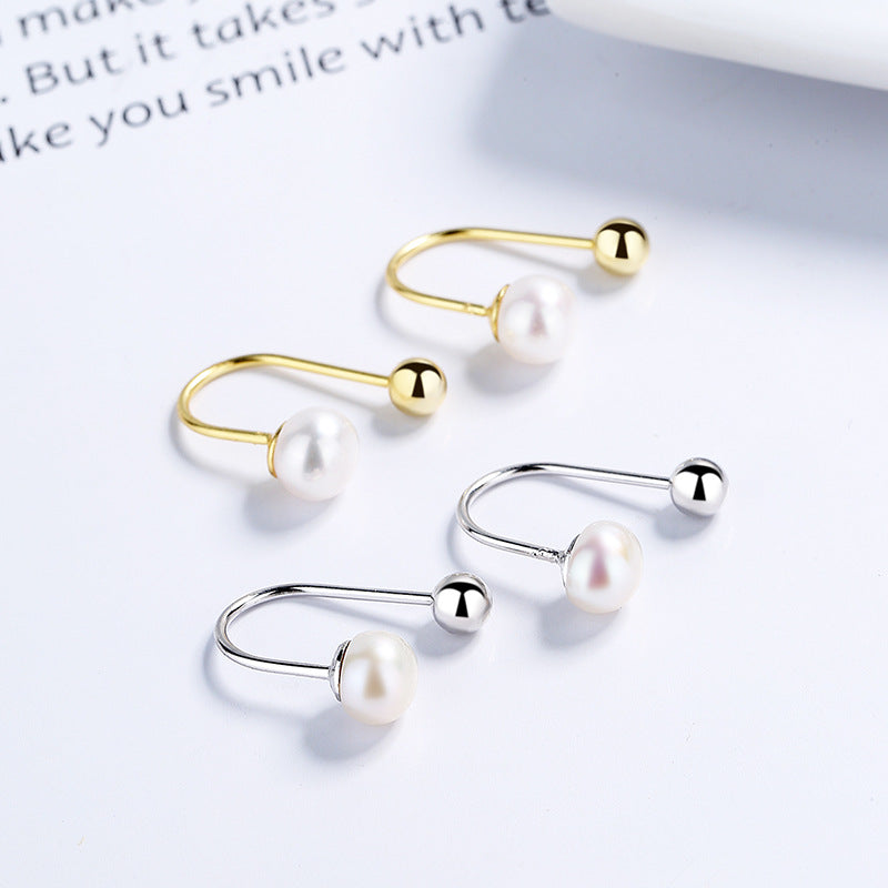 925 Sterling Silver Pearl Screw Back Earrings