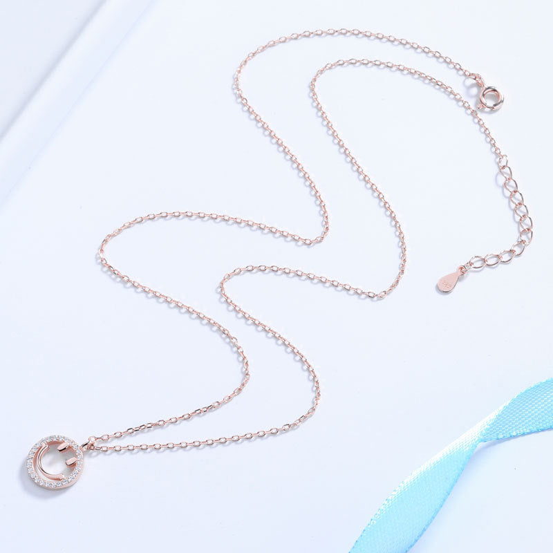 925 Sterling Silver Fashion Smile Face Pendant Necklace