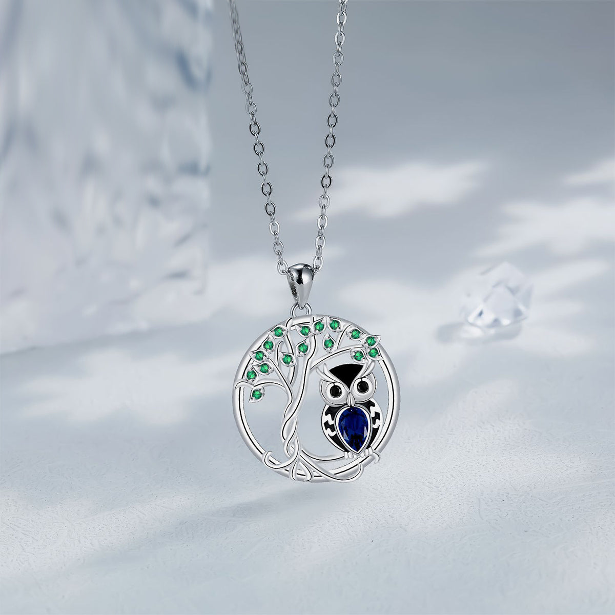 Copper With Silver Plated Tree of Life Owl Pendant Necklace