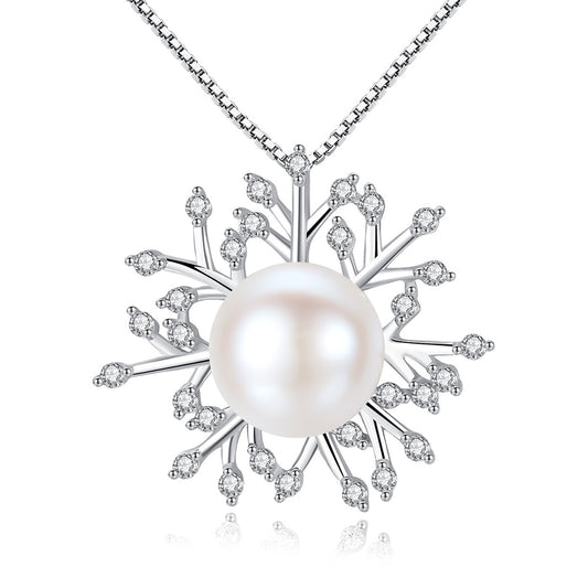 925 Sterling Silver Natural Pearl Drop Necklace Fashion Jewelry Gift for Women Girls