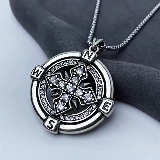 Punk Compass Pendant Necklace, Men Women's Fashion Jewelry, Perfect for Parties & Gifts, Elegant Accessory for Everyday Wear