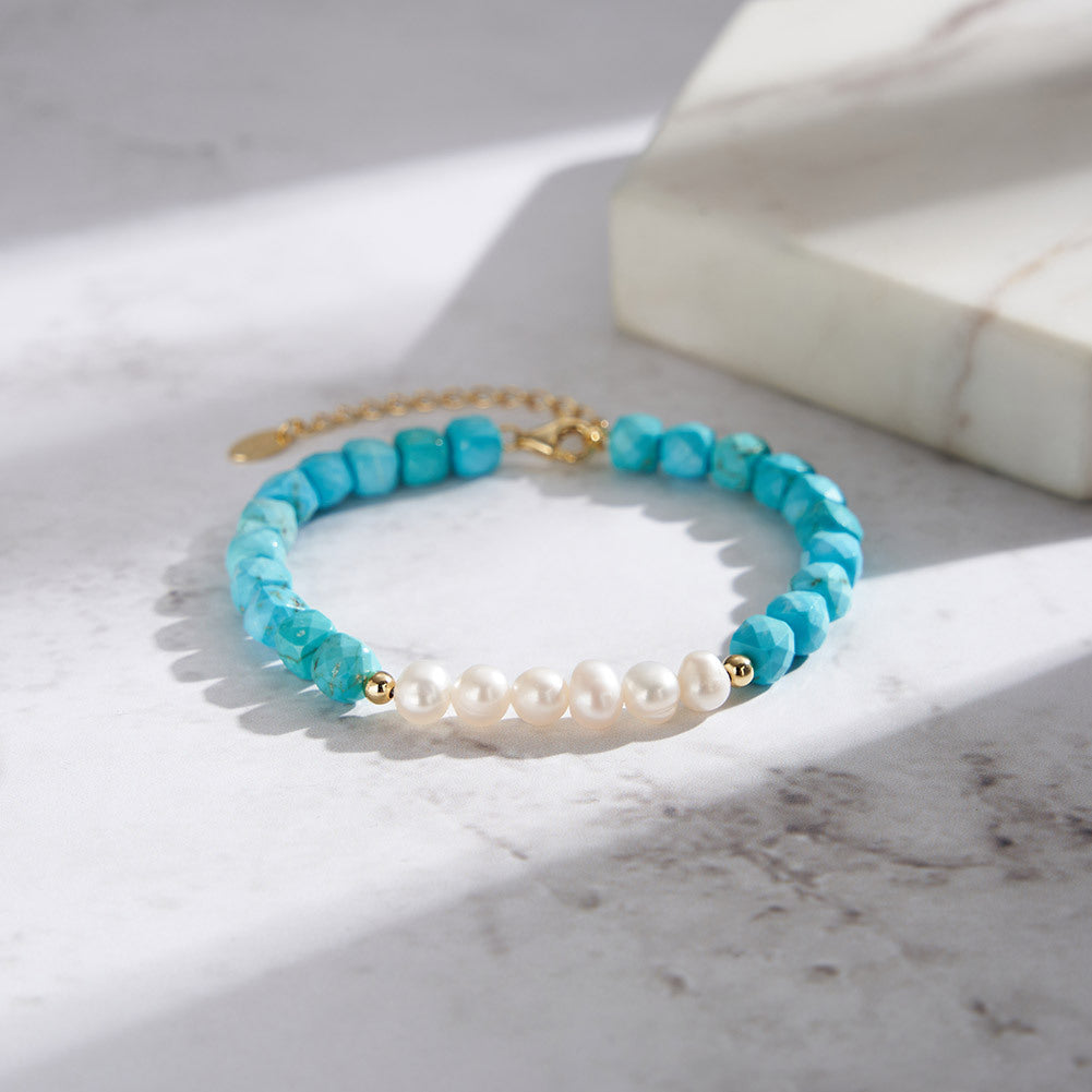 925 Sterling Silver Pearl Bracelet Fashion Jewelry Gift for Women Girls