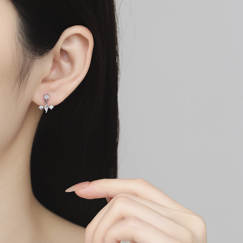 925 Sterling Silver Zircon Screw Back Stud Earrings
