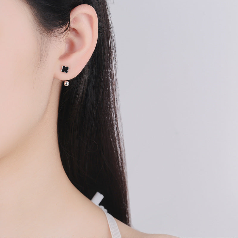 925 Sterling Silver Lucky flower Screwed Earrings