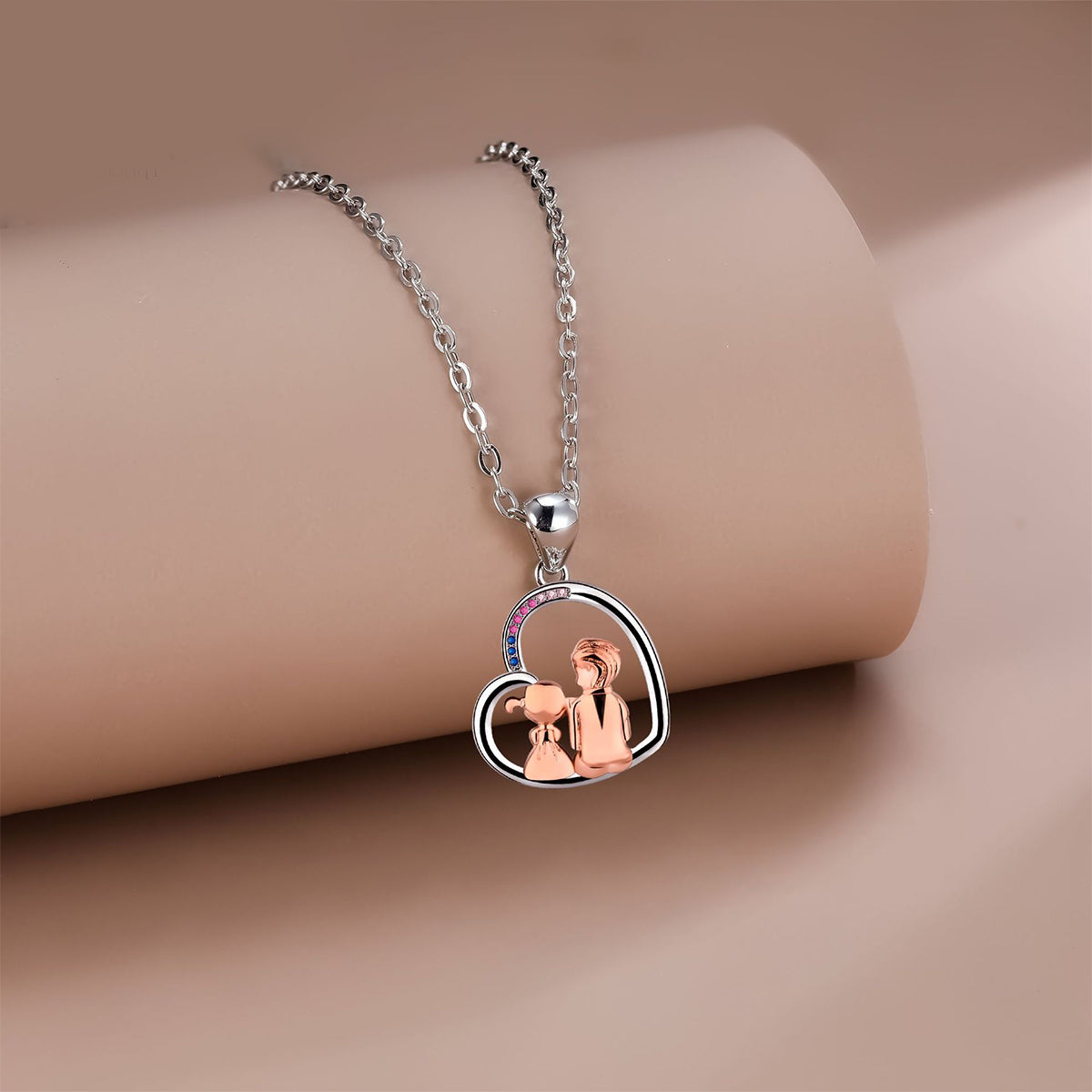 Copper With Silver/Rosgold Plated Heart Pendant Necklace