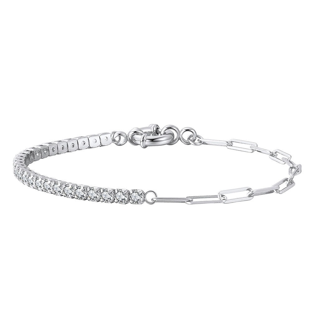 925 Sterling Silver Tennis and Chain Bracelet