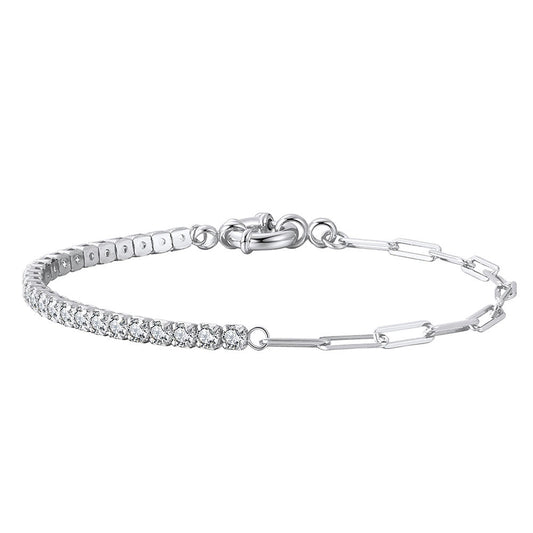 925 Sterling Silver Tennis and Chain Bracelet