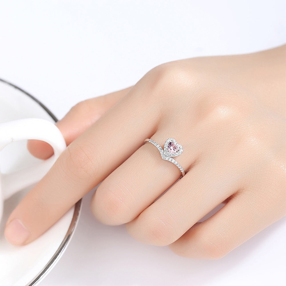 925 Sterling Silver Heart Ring Fashion Jewelry Gift for Women Girls