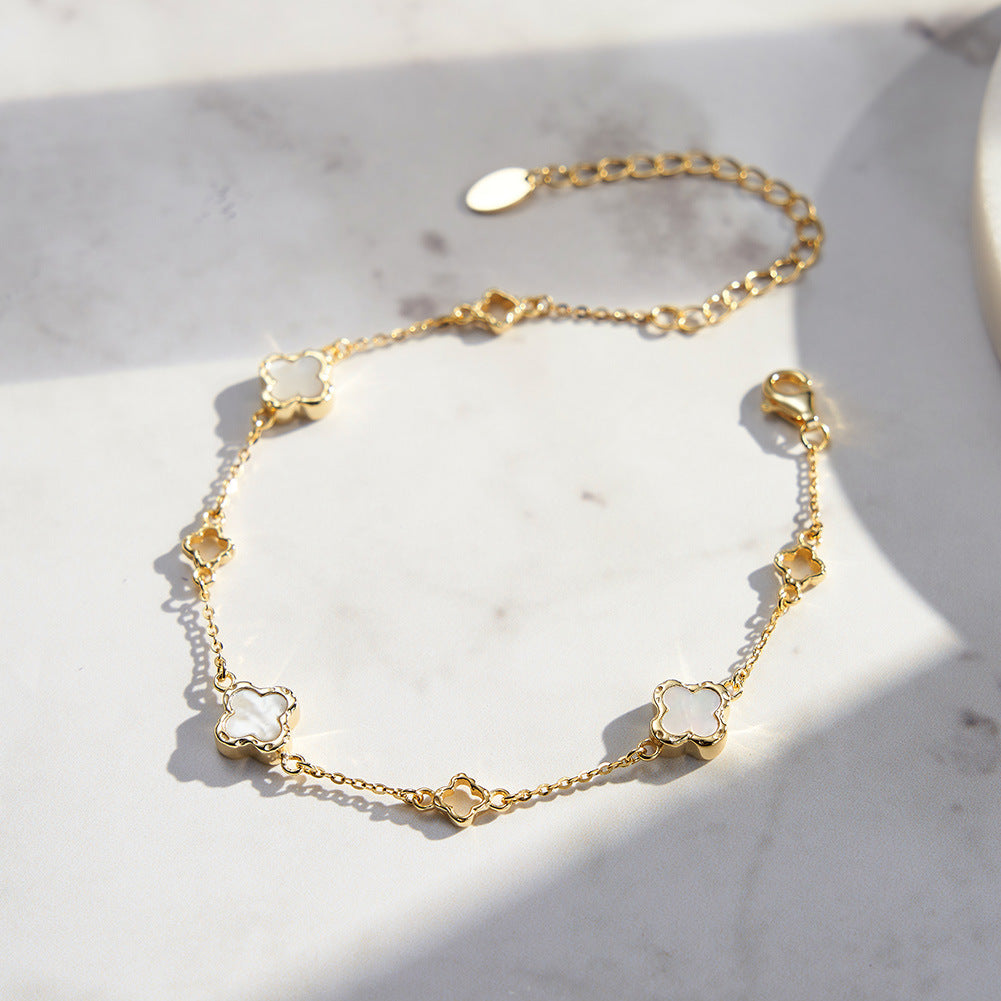 925 Sterling Silver Pearl Bracelet Fashion Jewelry Gift for Women Girls
