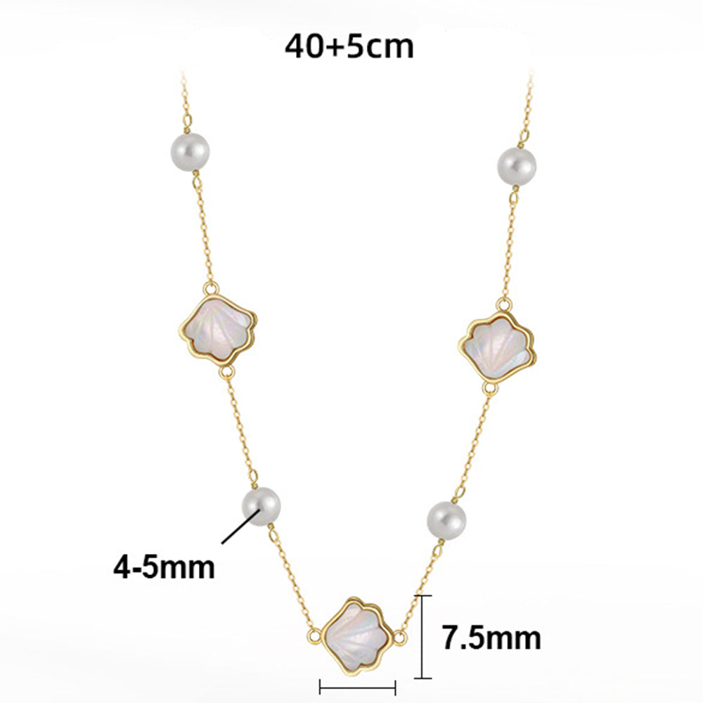 925 Sterling Silver Natural Pearl Necklace Fashion Jewelry Gift for Women Girls