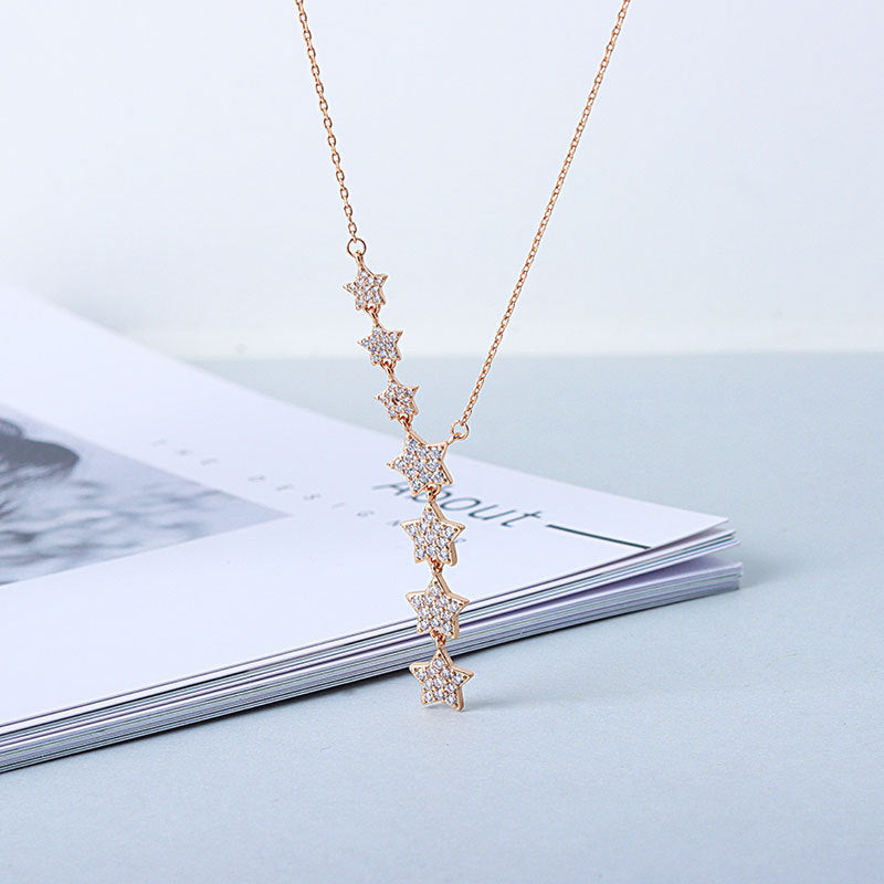 925 Sterling Silver Fashion Stars Necklace