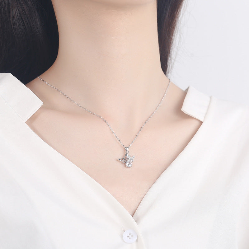 925 Sterling Silver Fashion Butterfly Pendant Necklace