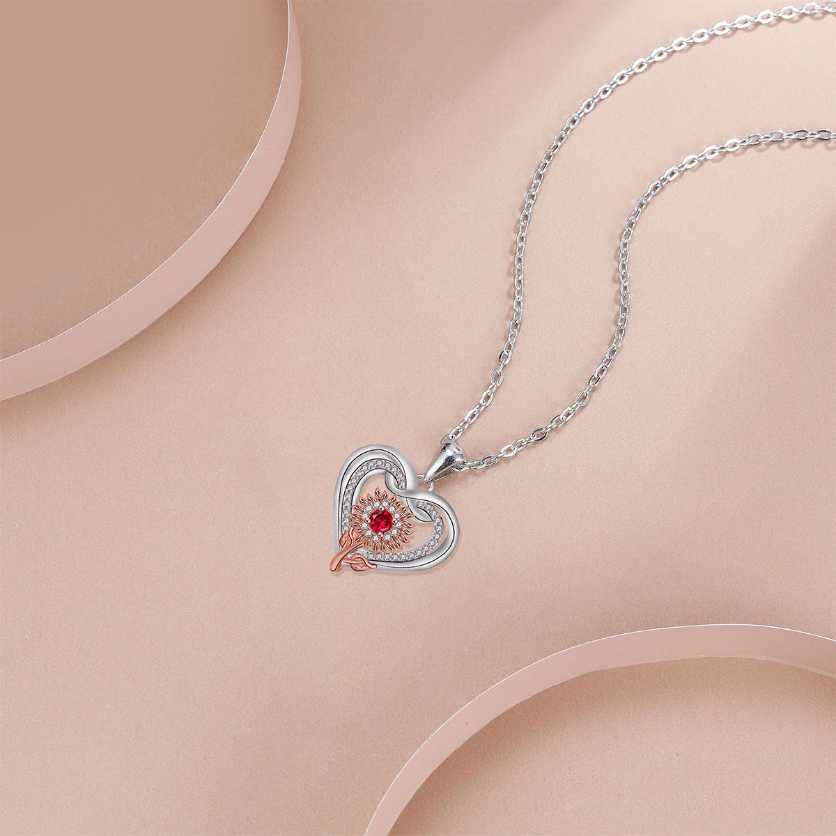 Copper With Silver/rosegold Plated Heart Pendant Necklace