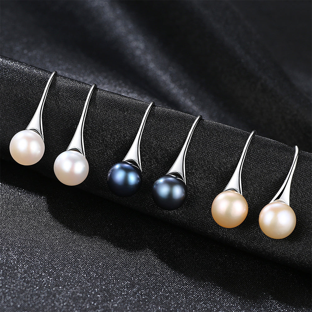 925 Sterling Silver Natural Pearl Drop Earrings Fashion Jewelry Gift for Women Girls