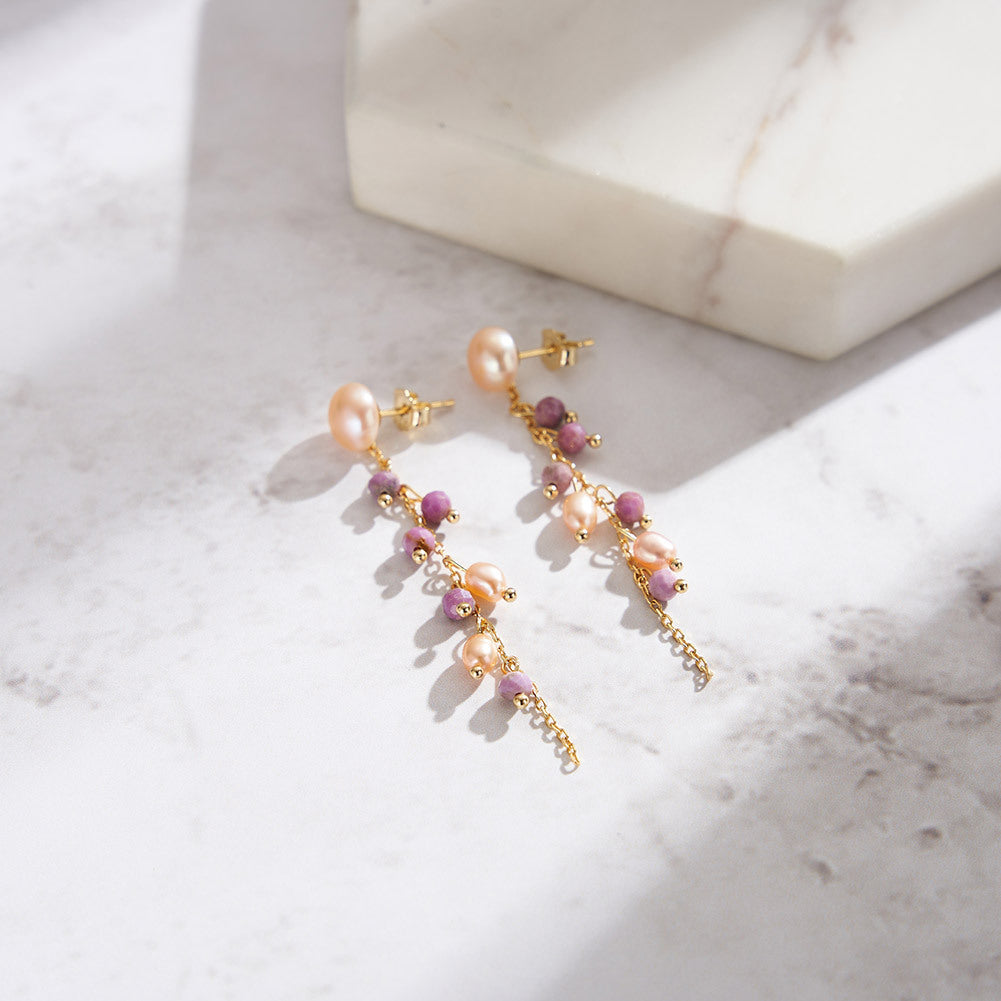 925 Sterling Silver Natural Pearl Earrings Fashion Jewelry Gift for Women Girl