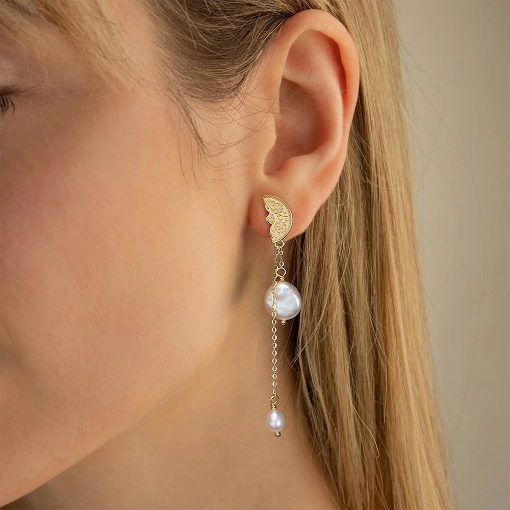 925 Sterling Silver Natural Pearl Earrings Fashion Jewelry Gift for Women Girl