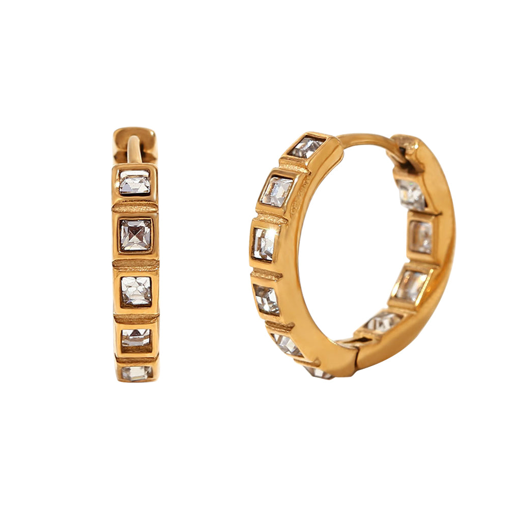 316L Stainless Steel Jewelry Fashion Huggie Zircon Earrings