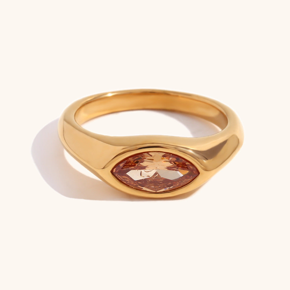 316L Stainless Steel Minimalist Fashion Zircon Ring