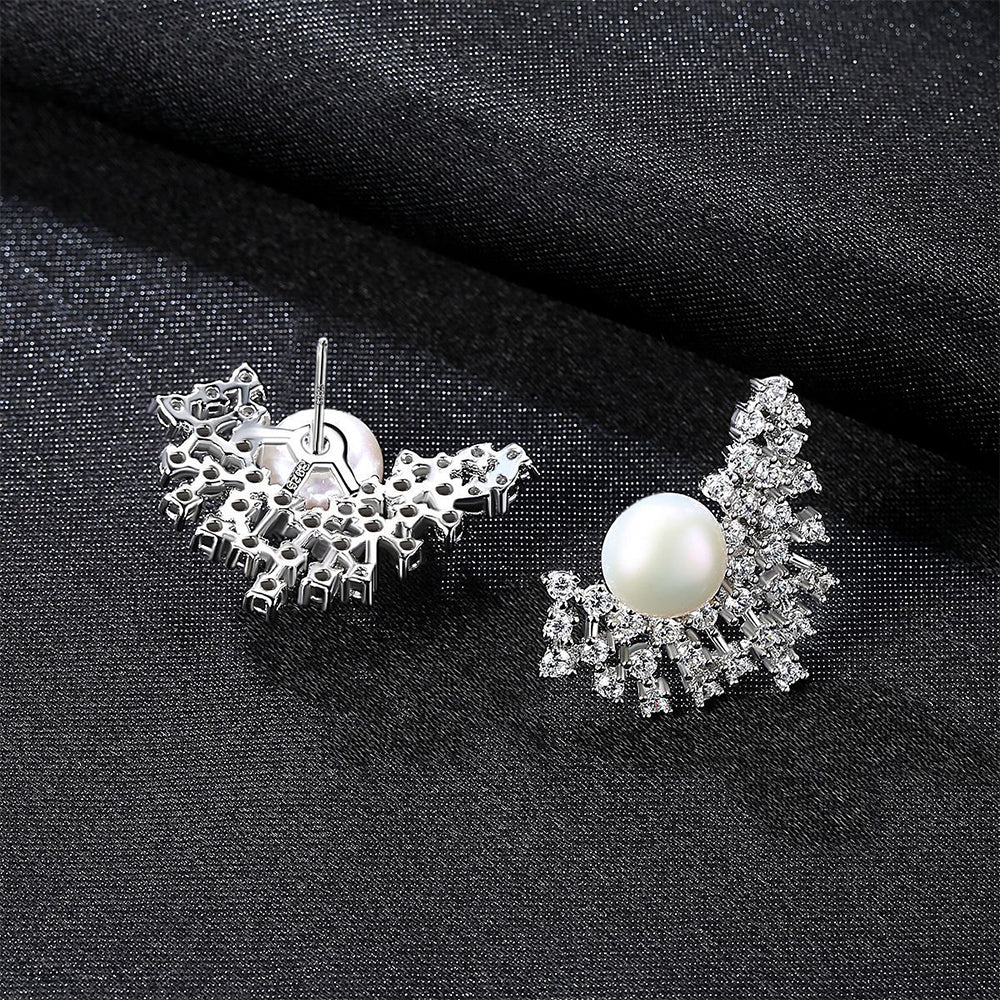 925 Sterling Silver Natural Pearl Drop Earrings Fashion Jewelry Gift for Women Girls