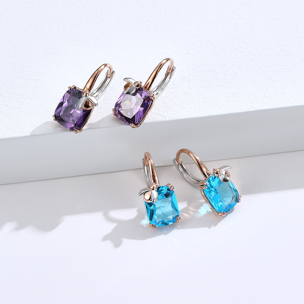 Pendientes de joyería de moda de cobre con baño de plata