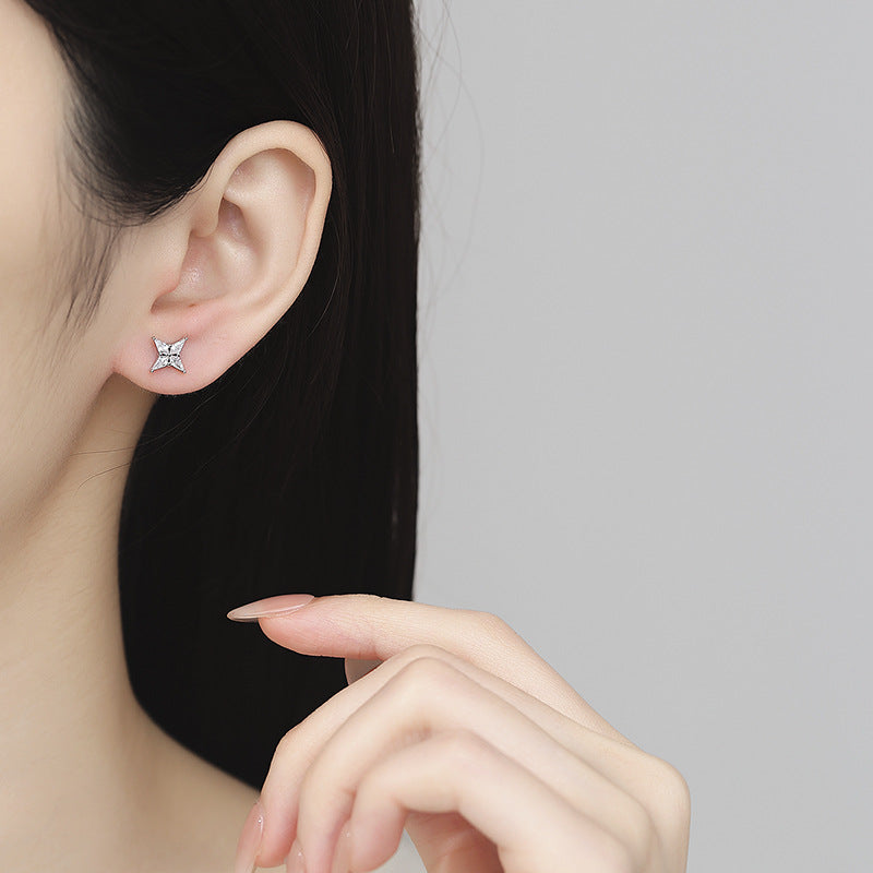 925 Sterling Silver Zircon Screw Back Stud Earrings