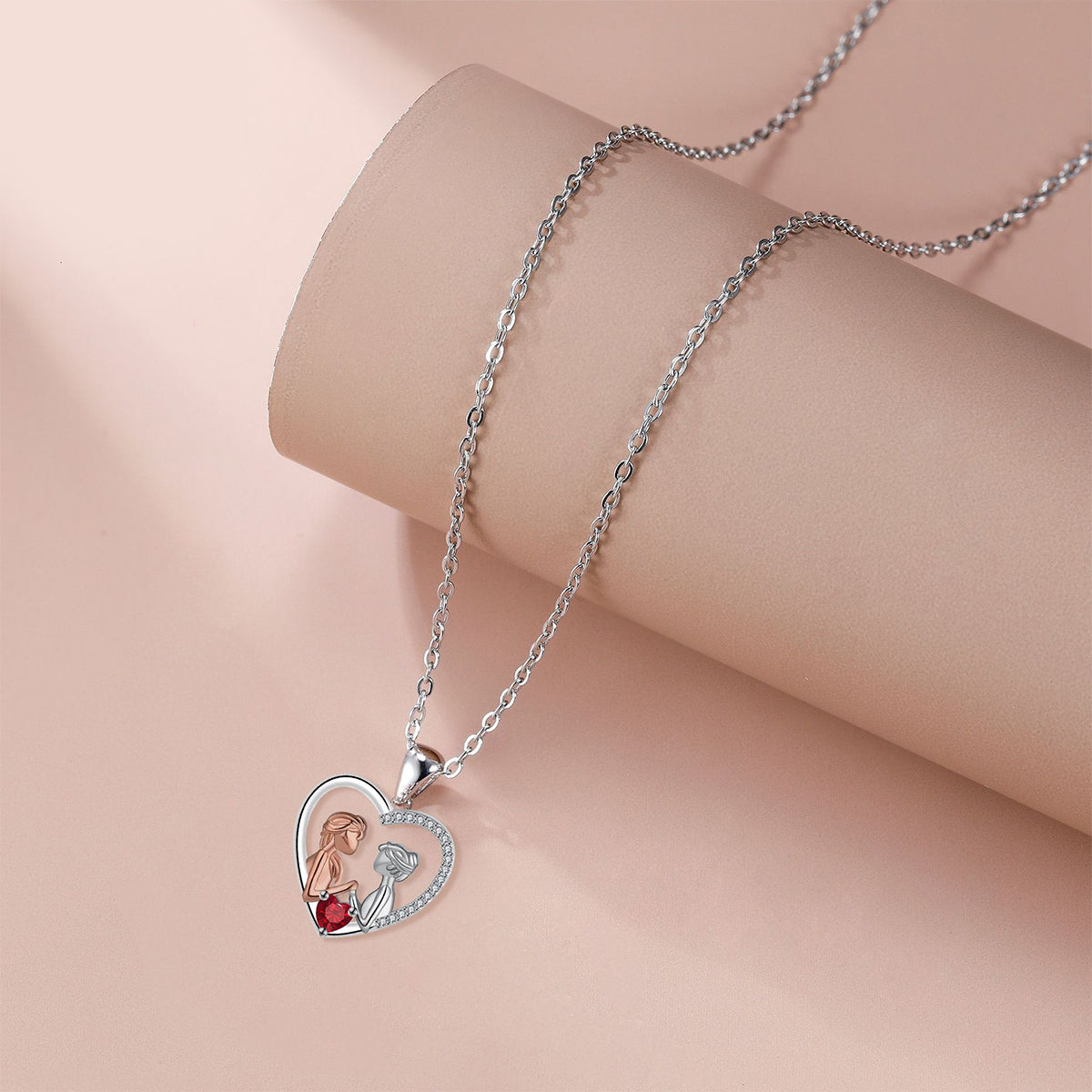 Copper With Silver/Rosegold Plated Heart Pendant Necklace