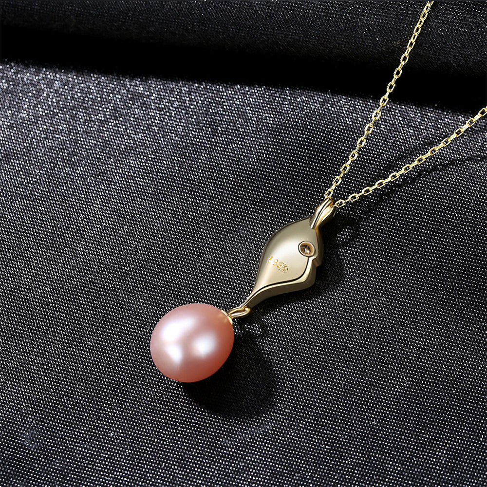 925 Sterling Silver Natural Pearl Drop Necklace Fashion Jewelry Gift for Women Girls