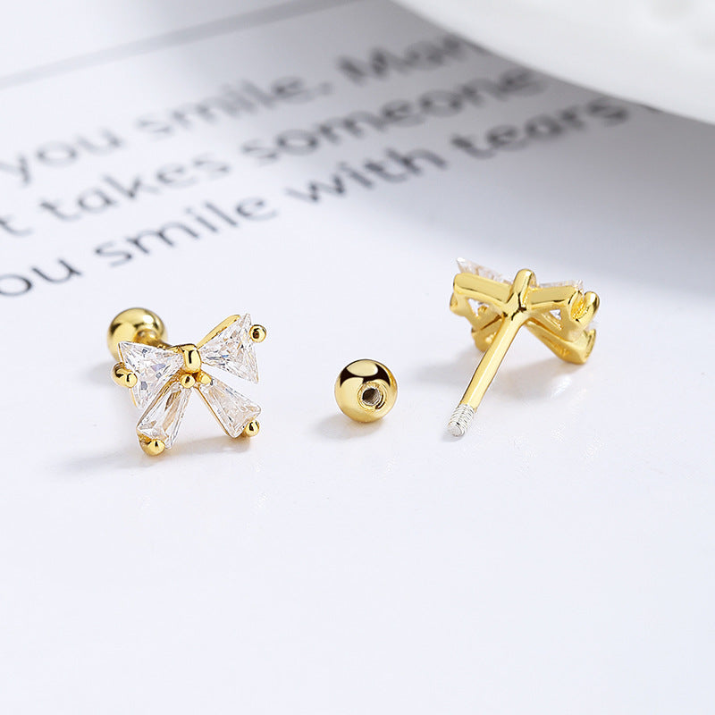 925 Sterling Silver Knot Screw Back Stud Earrings