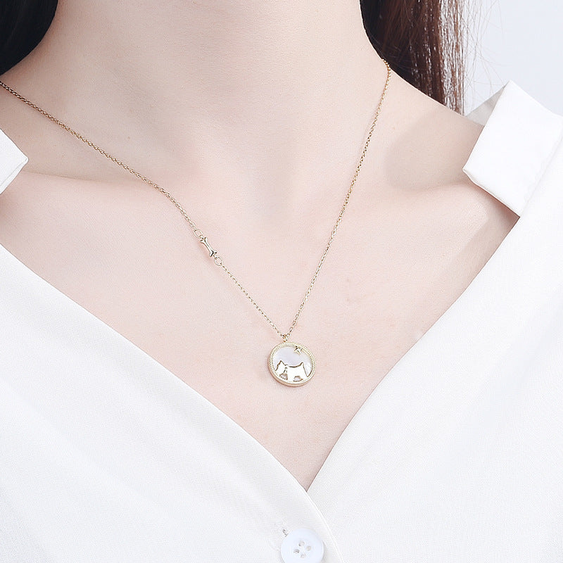 925 Sterling Silver Fashion Cute Dog Necklace
