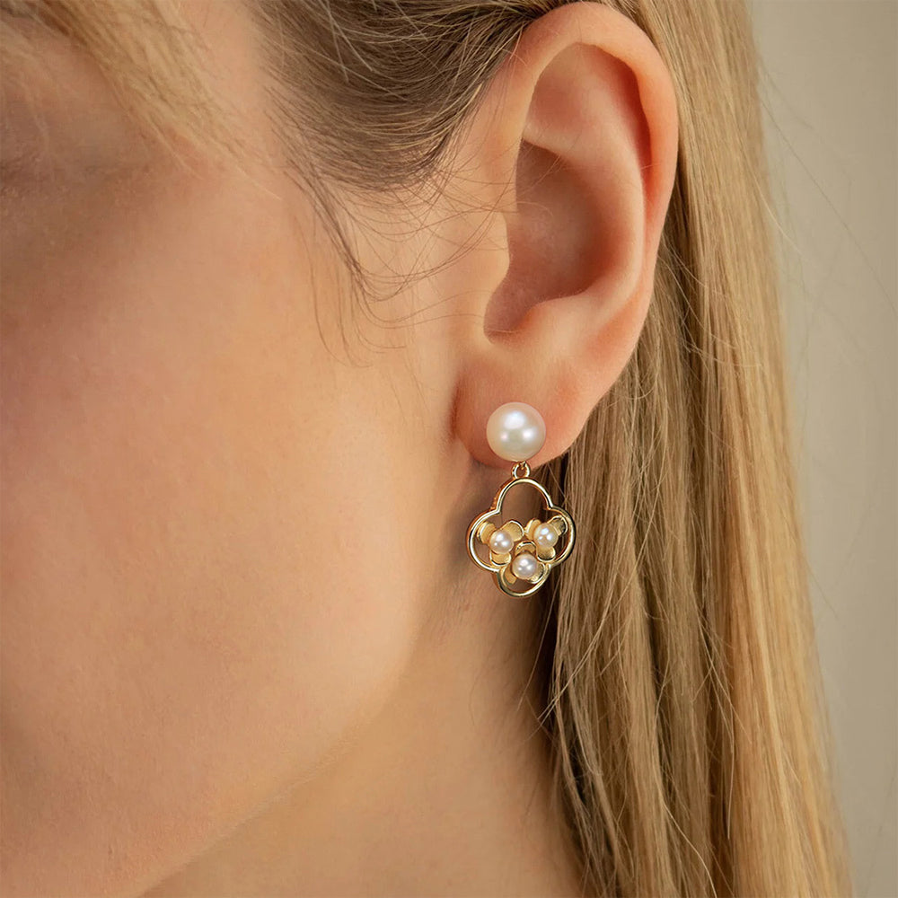 925 Sterling Silver Natural Pearl Earrings Fashion Jewelry Gift for Women Girl