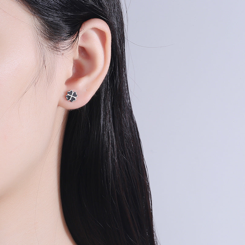 925 Sterling Silver Lucky Screw Back Stud Earrings