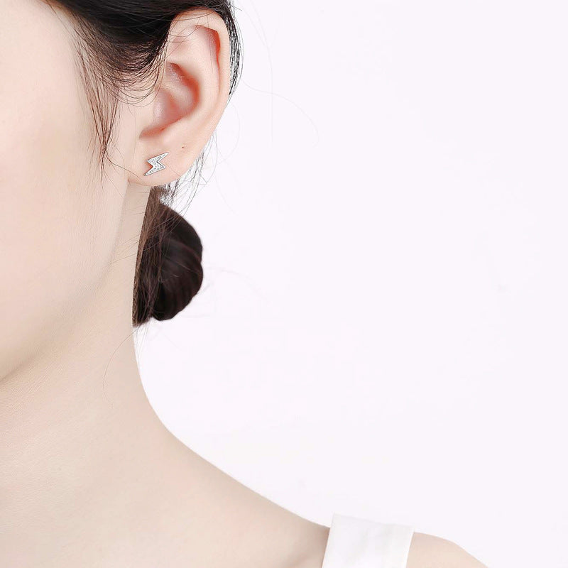 925 Sterling Silver Lightning Screw Back Stud Earrings
