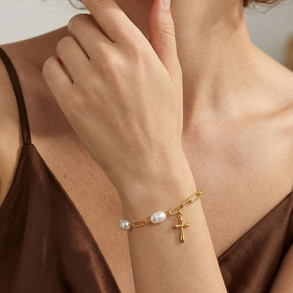 Pulsera de perlas de plata de ley 925, joyería de moda, regalo para mujeres y niñas.