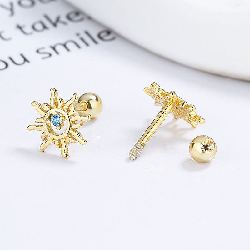 925 Sterling Silver Moonstone Screw Back Stud Earrings