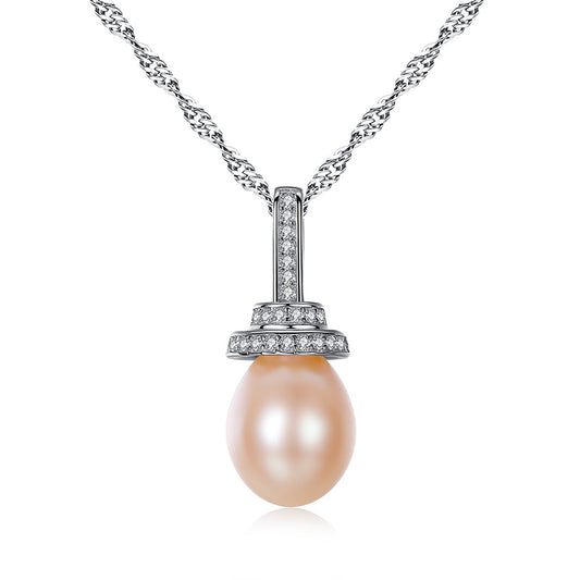 925 Sterling Silver Natural Pearl Drop Necklace Fashion Jewelry Gift for Women Girls