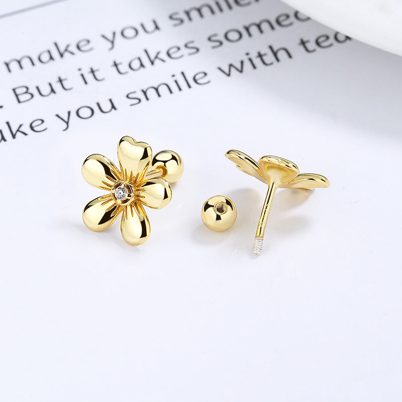 925 Sterling Silver Flower Screwed Earrings