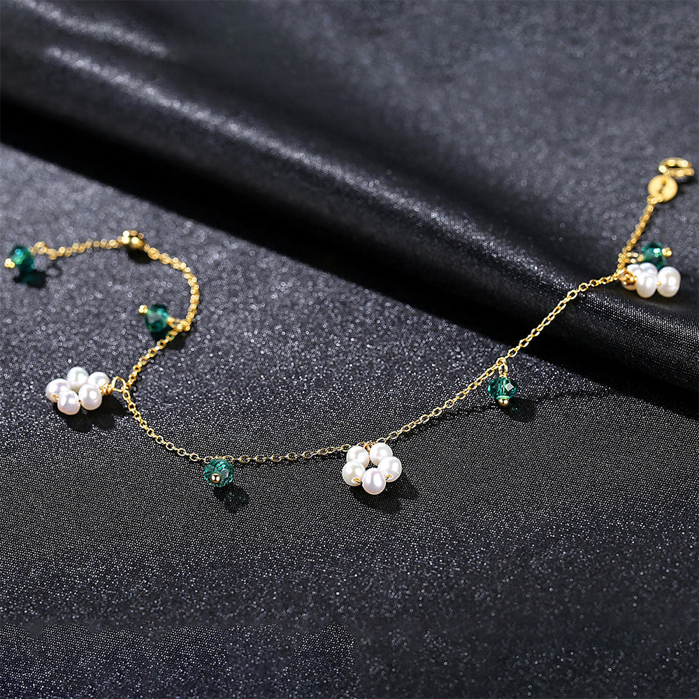 925 Sterling Silver Natural Pearl Bracelet Fashion Jewelry Gift for Women Girls