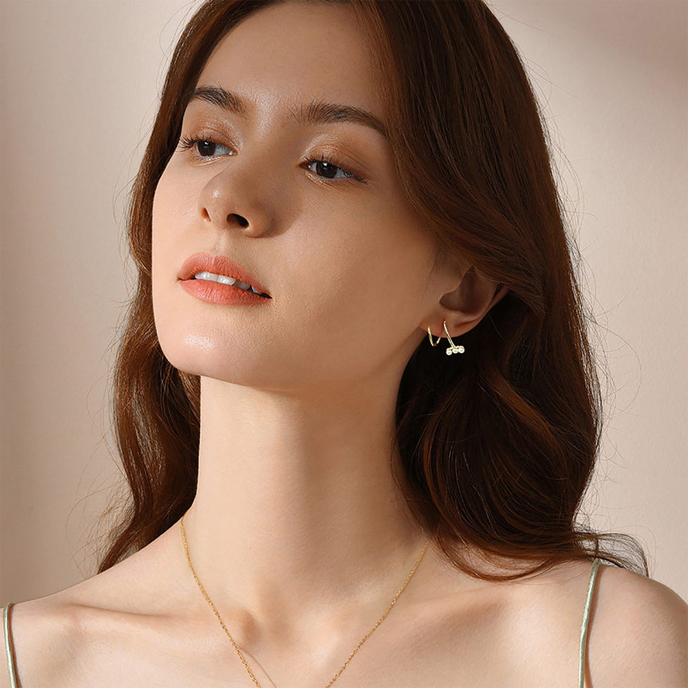 925 Sterling Silver Natural Pearl Earrings Fashion Jewelry Gift for Women Girl